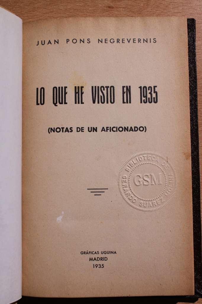 Lo que he visto en 1935. Notas de un aficionado.