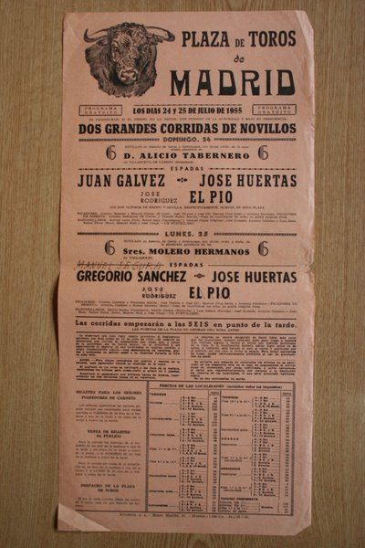 Cartel de toros de Madrid.