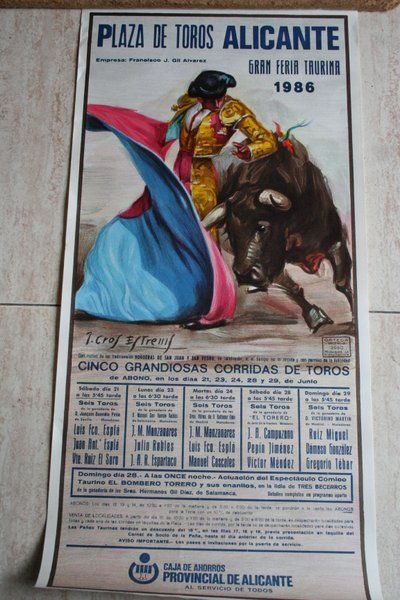 Cartel de toros de Alicante. Gran Feria Taurina 1986. 