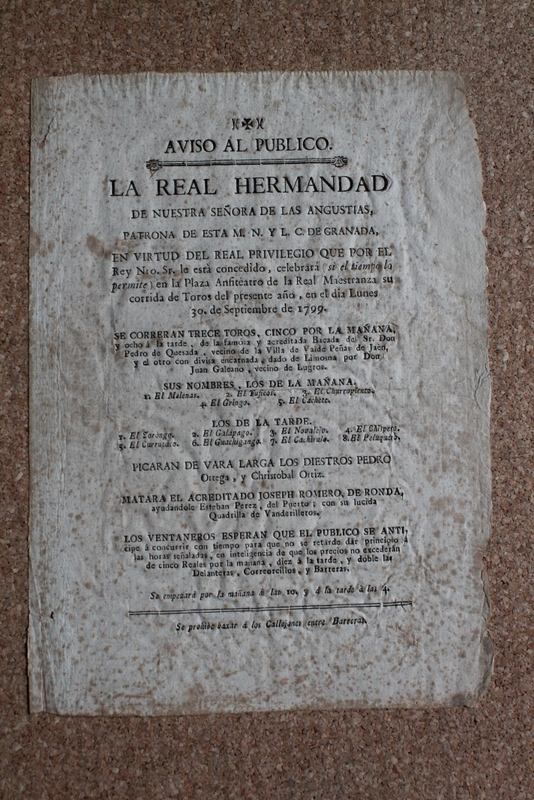 Aviso al público. La Real Hermandad de Nuestra Señora de las Angustias, 30 de Septiembre de 1799. 