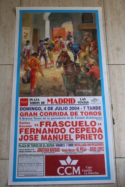 Cartel de toros de Madrid. 4 de julio de 2004. 