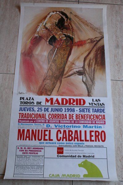 Cartel de toros de Madrid. 25 de junio de 1998. Beneficencia. 