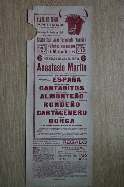 Cartel de toros de Barcelona. 1918.