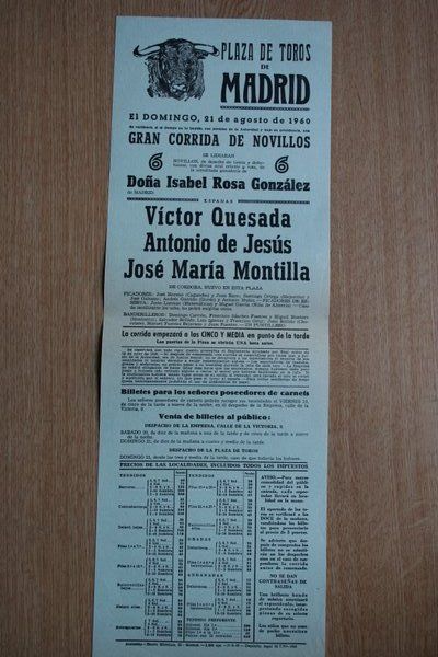 Cartel de toros de Madrid. 1959.