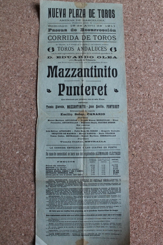 Cartel de toros de Barcelona. 16 de abril de 1911.