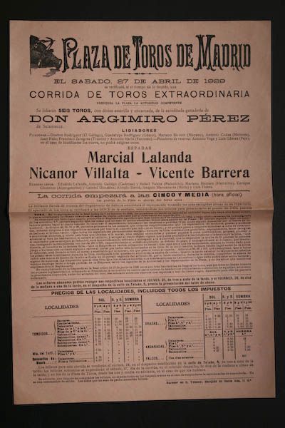 Cartel de toros de Madrid