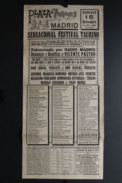 Cartel de toros de Madrid. 15 de noviembre de 1959.