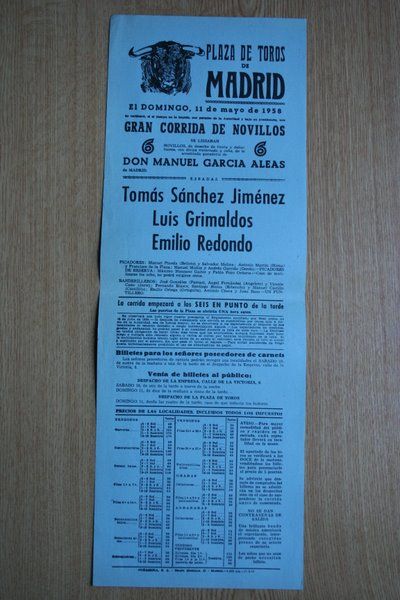 Cartel de toros de Madrid. 1958.