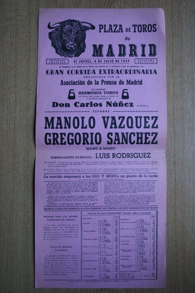 Cartel de toros de Madrid. 1957.