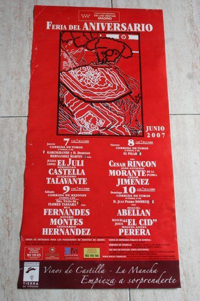 Cartel de toros de Madrid. Feria del Aniversario. Julio 2007.
