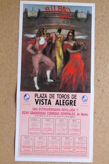 Cartel de toros de Bilbao 1993. Plaza de Toros de Vista Alegre. Días 14 al 22 de agosto de 1993.