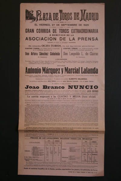 Cartel de toros de Madrid. 1929.