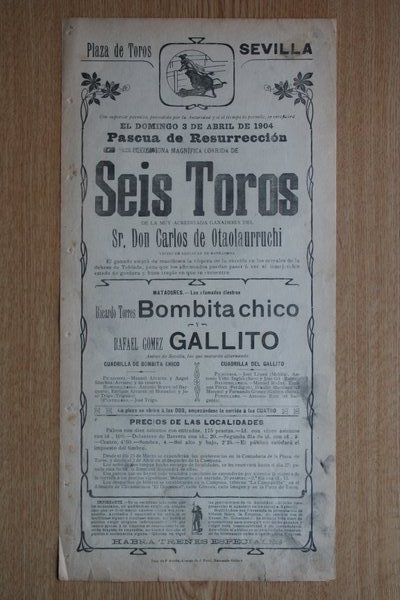 Cartel de toros de Sevilla. 1904.