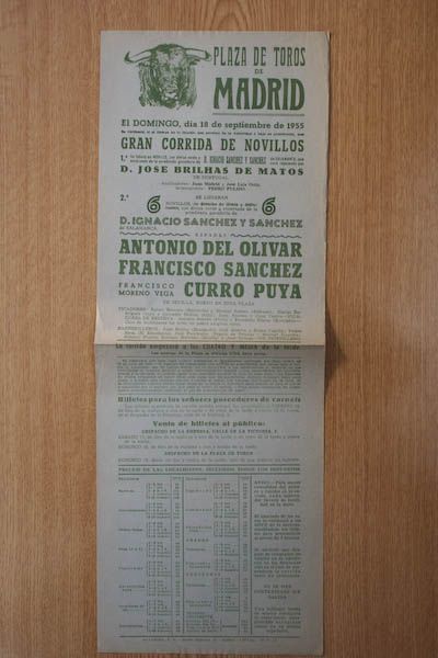 Cartel de toros de Madrid.