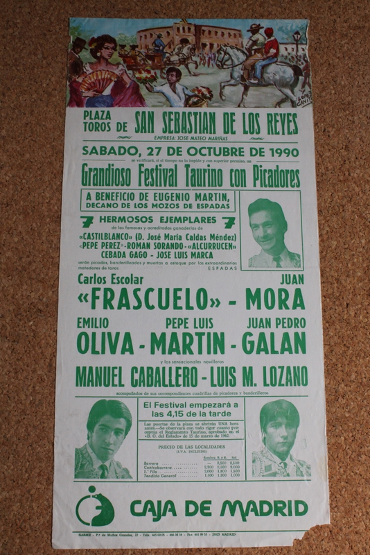 Cartel de toros de San Sebastián de los Reyes. 27 de octubre de 1990. 