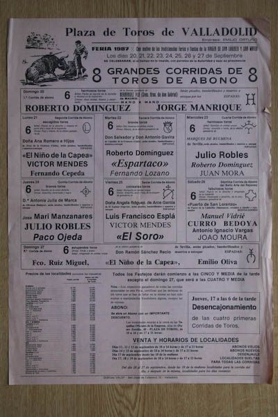 Cartel de toros de Valladolid.