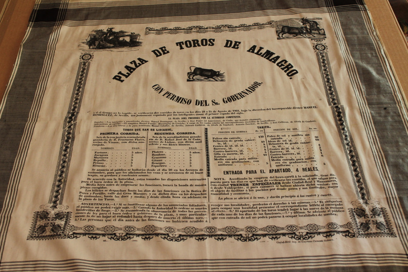 Cartel de toros en seda de Almagro. 24 y 25 de agosto de 1861.