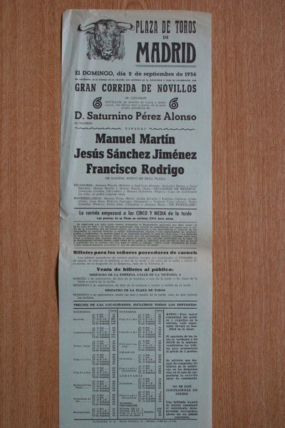 Cartel de toros de Madrid.