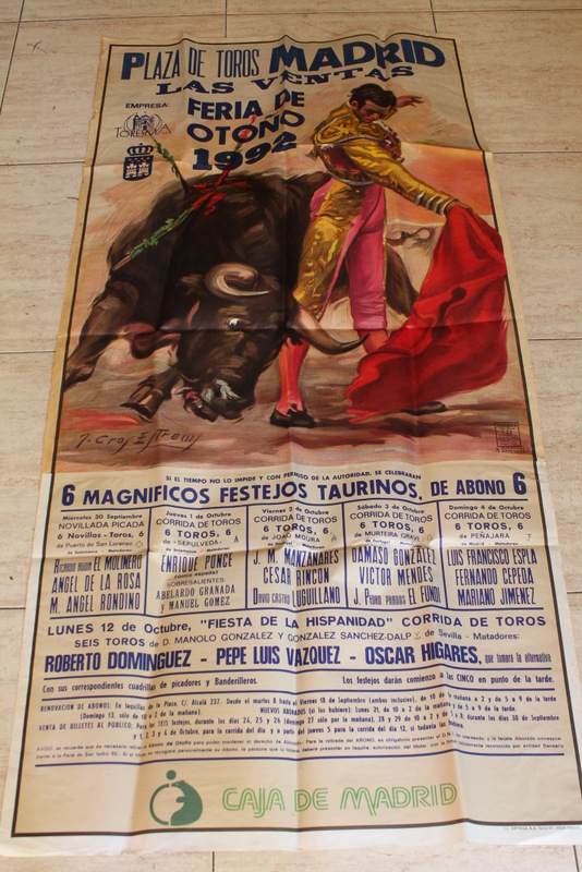 Cartel de toros de Madrid. Las Ventas. Feria de Otoño de 1992.
