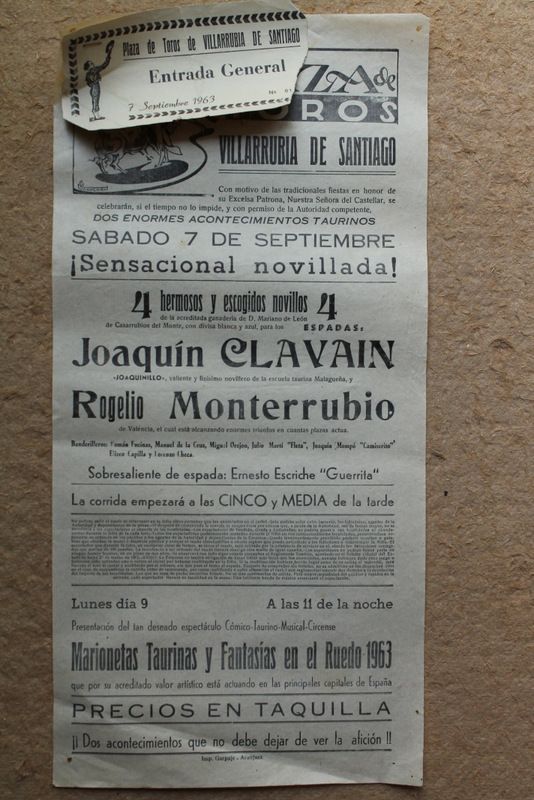 Cartel de toros de Villarrubia de Santiago. 7 de septiembre de 1963.