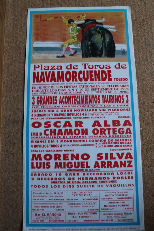 Cartel de toros de Navamorcuende. 8, 9 y 10 de septiembre de 1994. 