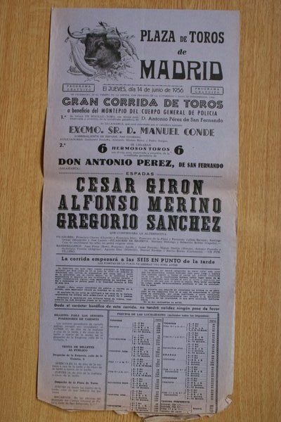 Cartel de toros de Madrid.