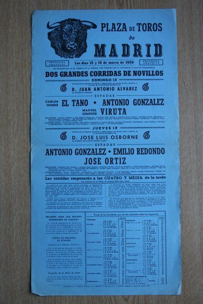 Cartel de toros de Madrid. 1959.