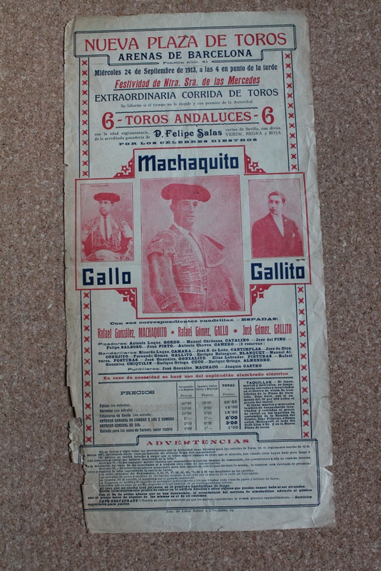 Cartel de toros de Barcelona. 24 de septiembre de 1913.