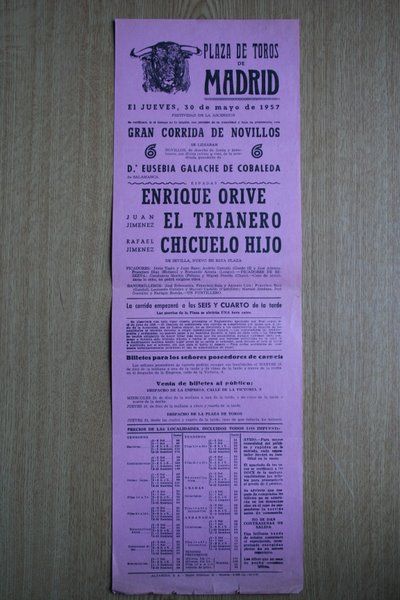 Cartel de toros de Madrid. 1957.