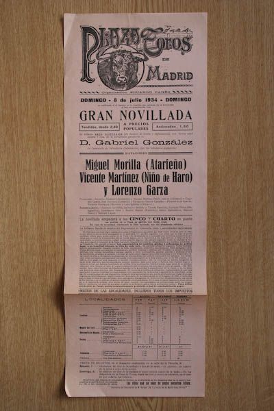 Cartel de toros de Madrid.