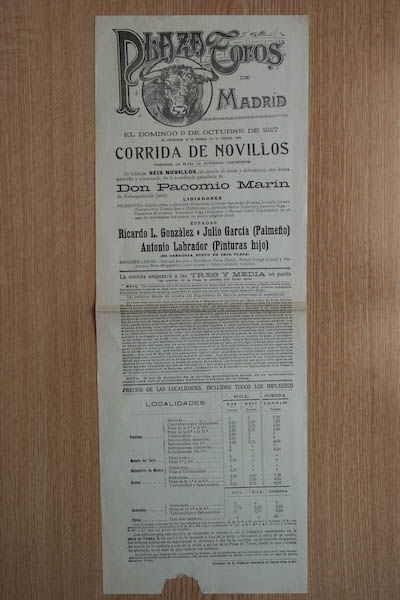 Cartel de toros de Madrid.