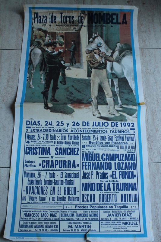 Cartel de toros de Nombela. 24, 25 y 26 de julio de 1992.