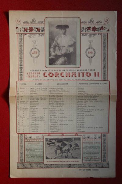 Cartel de toros de el matador de novillos-toros Alfonso Muñoz