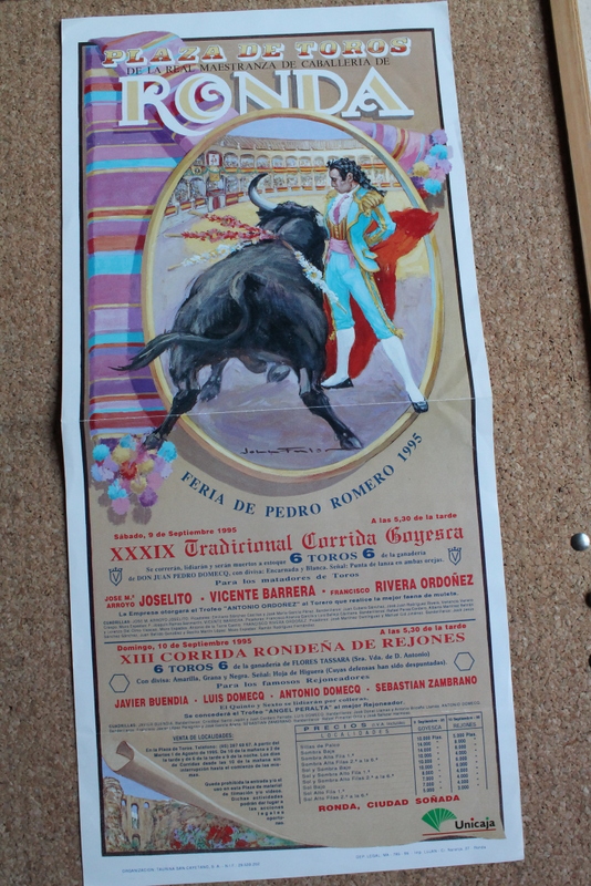 Cartel de toros de Ronda. 9 y10 de septiembre de 1995.