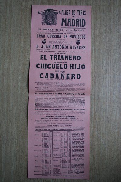 Cartel de toros de Madrid. 1957.