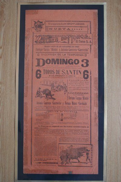 Cartel de toros de México. El Toreo. 1907.