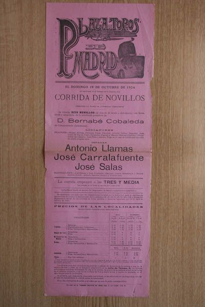 Cartel de toros de Madrid.