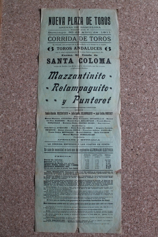 Cartel de toros de Barcelona. 30 de abril de 1911.