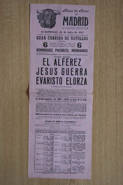 Cartel de toros de Madrid.