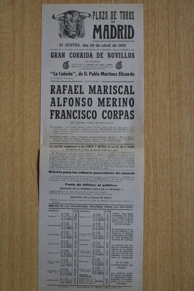 Cartel de toros de Madrid.