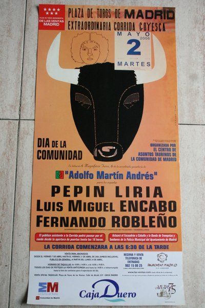 Cartel de toros de Madrid. 2 de mayo de 2006. Extraordinaria corrida goyesca.