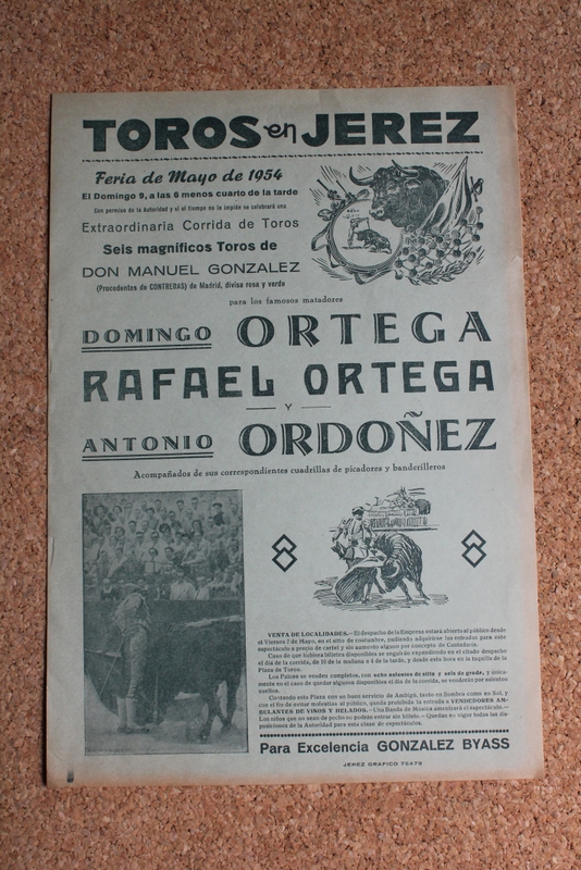 Cartel de toros de Jerez. Feria de Mayo de 1954.