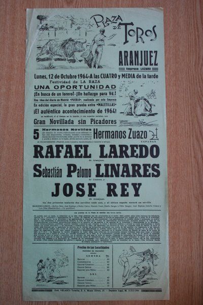 Cartel de toros de Aranjuez. 1964.