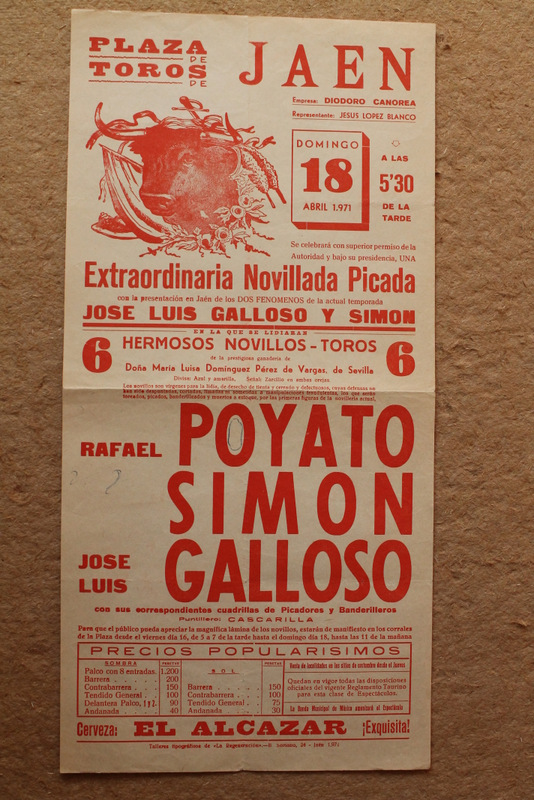 Cartel de toros de Jaén. 18 de abril de 1971.