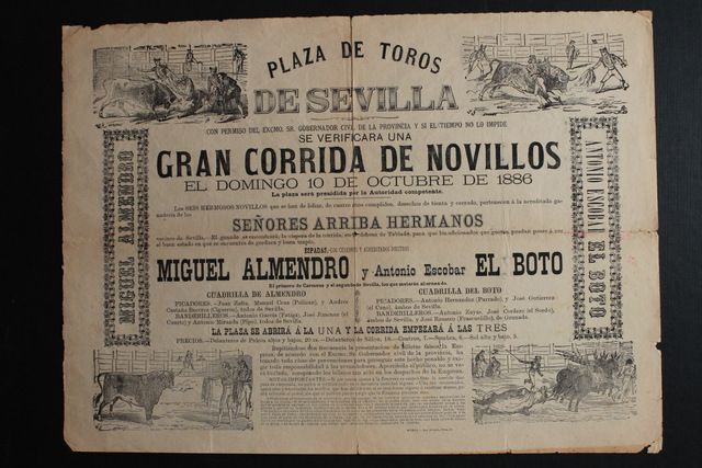 Cartel de toros de Sevilla. 10 de octubre de 1886.