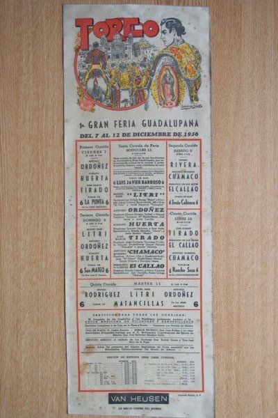 Cartel de toros de México. 1956.