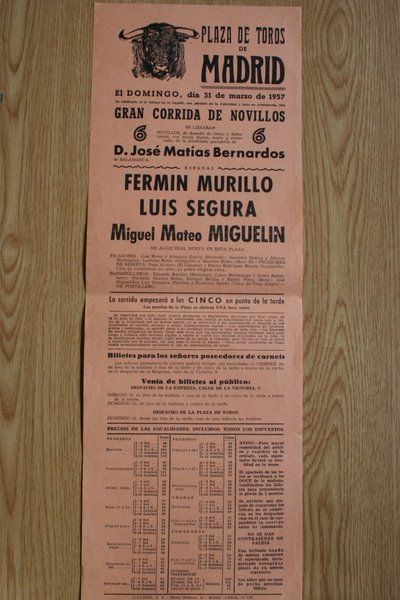 Cartel de toros de Madrid.