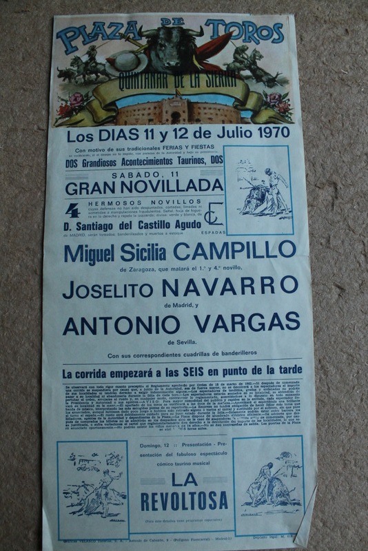 Cartel de toros de Quintanar de la Sierra. 11 y 12 de julio de 1970.