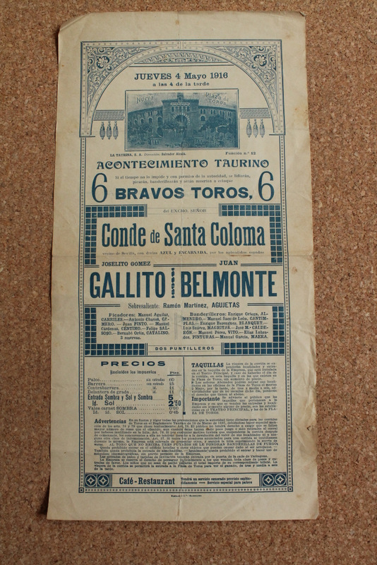 Cartel de toros de Barcelona. 4 de mayo de 1916. 