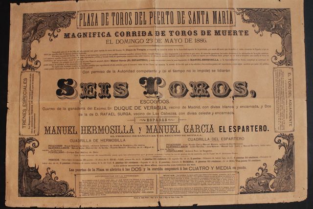 Cartel de toros del Puerto de Santa María. 23 de mayo de 1886. 